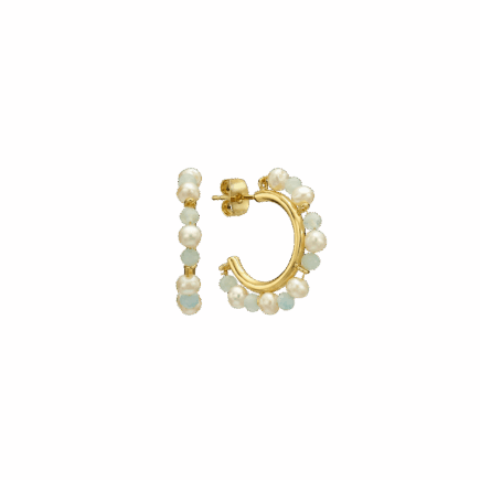 עגיל מוזהב בציפוי 18K חישוק עם פנינים Mare