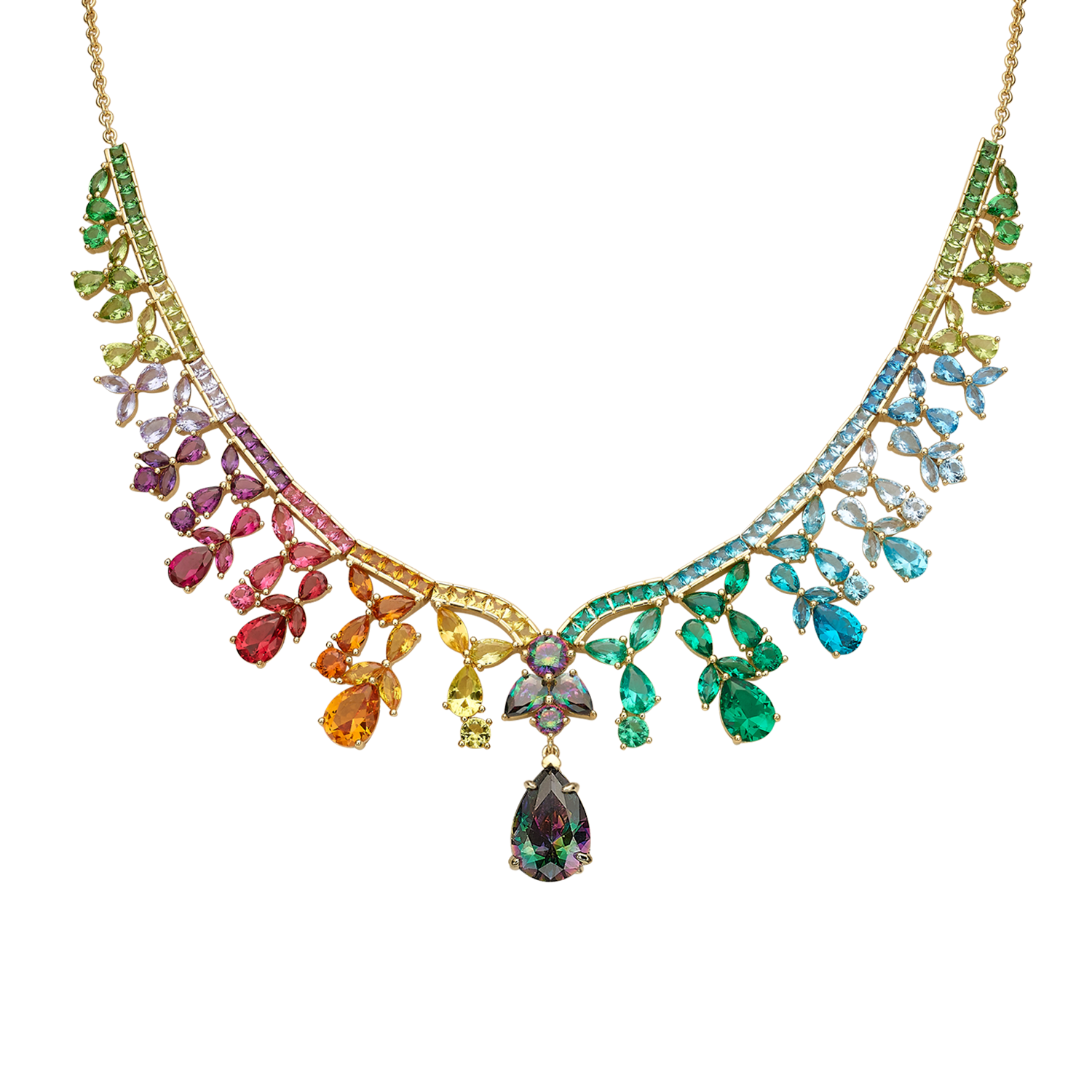 MJNE003B142 שרשרת מוזהבת בציפוי 18Kבשיבוץ זרקונים Treasure – תמונה 1