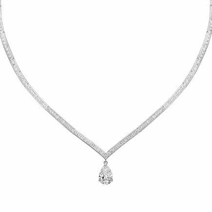 שרשרת טניס בציפוי רודיום בשיבוץ זרקונים Treasure