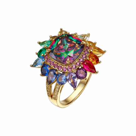 טבעת מוזהבת בציפוי 18K בשיבוץ זרקונים Treasure