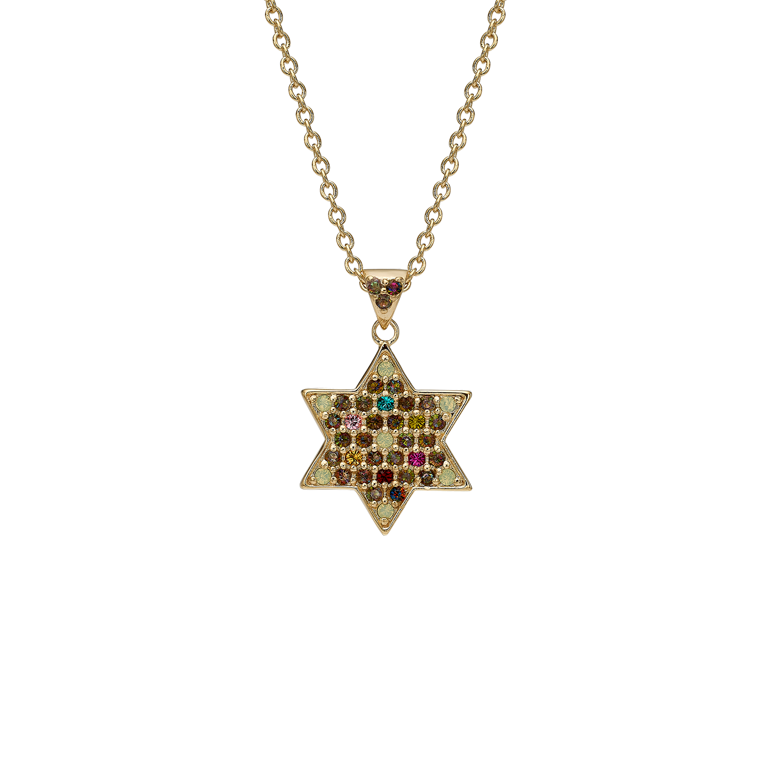 MJNS006B440 (2) שרשרת מגן דוד בציפוי 18k בשיבוץ אבני זרקוניה – תמונה 1