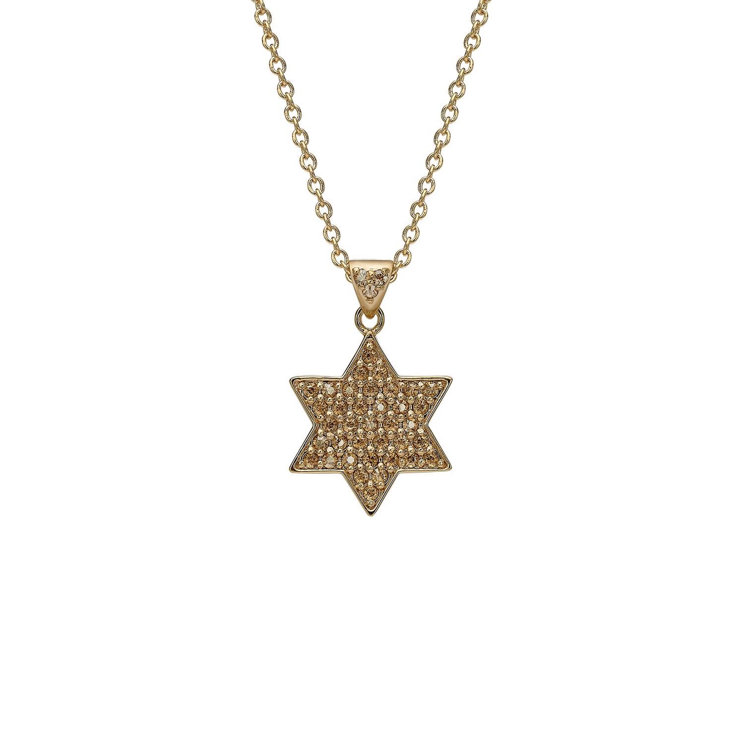 MJNS006B340 (2) שרשרת מגן דוד בציפוי 18k בשיבוץ אבני זרקוניה – תמונה 1